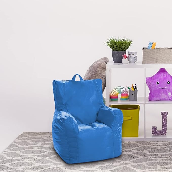 Posh Creations Bean Bag Structured Seat for Toddlers and Kids, Comfy Chair for Children, Pasadena, Royal Blue - LeafyLoom