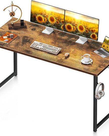 Coleshome 54 Inch Computer Desk, Modern Simple Style Desk for Home Office, Study Student Writing Desk, Vintage - LeafyLoom