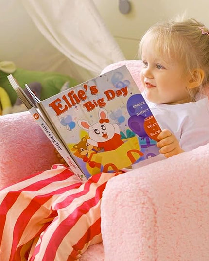 ALIMORDEN Kids Ultra-Soft Snuggle Foam Filled Chair, Toddler Cuddly Sherpa Reading Couch for Boys and Girls, Pink - LeafyLoom