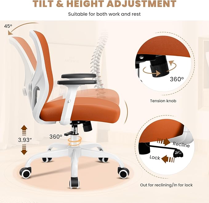 Office Chair Ergonomic Desk Chair with Adjustable Lumbar Support, Swivel Comfy Computer Chair Heavy Duty Executive Chair for Home Office - LeafyLoom