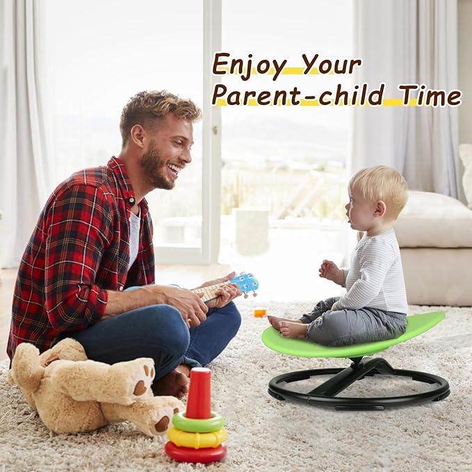 Kids Swivel Chair, Spinning Chair for Kids, Sit and Spin Chair for Kids,Balance Physical Therapy Equipment, Training Body Coordination，Sensory Spinning Seat for Kids (Green) - LeafyLoom
