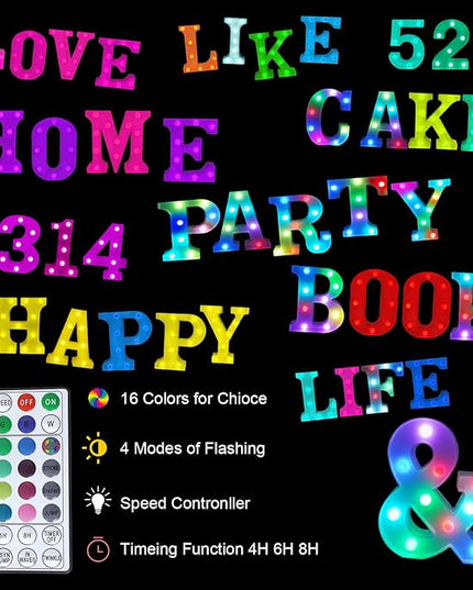 Colorful Letter LED Lights, 16 Colors Changing LED Marquee Letter Lights, Dimmable Night Lights for Wedding, Birthday, Holiday, Party, Bar, Christmas Decoration, Decor-Multicolor 3 - LeafyLoom