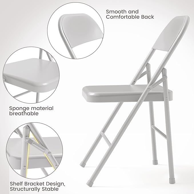 IDEALHOUSE Portable Folding Card Table and Chair Set of 5, PU Upholstered Foldable Table, and All Metal Folding Chairs, Table and Chairs Suitable for Dining Room, Living Room, Office, Camping - LeafyLoom