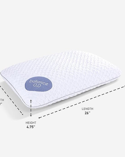 Bedgear Balance Performance Pillow - Size 0.0 - Moisture Wicking Bed Pillow for All Sleep Positions - Medium Firmness Bed Pillow - Hypoallergenic, Washable Removable Cover - 20" W x 26" L x 4.75" H - LeafyLoom