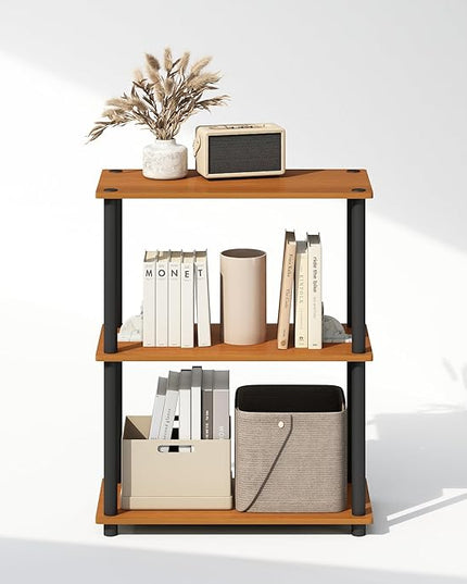 Furinno Turn-N-Tube 3-Tier Multipurpose Compact Display Rack, Shelving Unit, Bookcase, Light Cherry - LeafyLoom