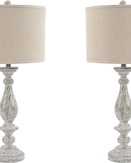 Signature Design by Ashley Bernadate Vintage Cottage Table Lamp, 2 Count, 31", Whitewash - LeafyLoom