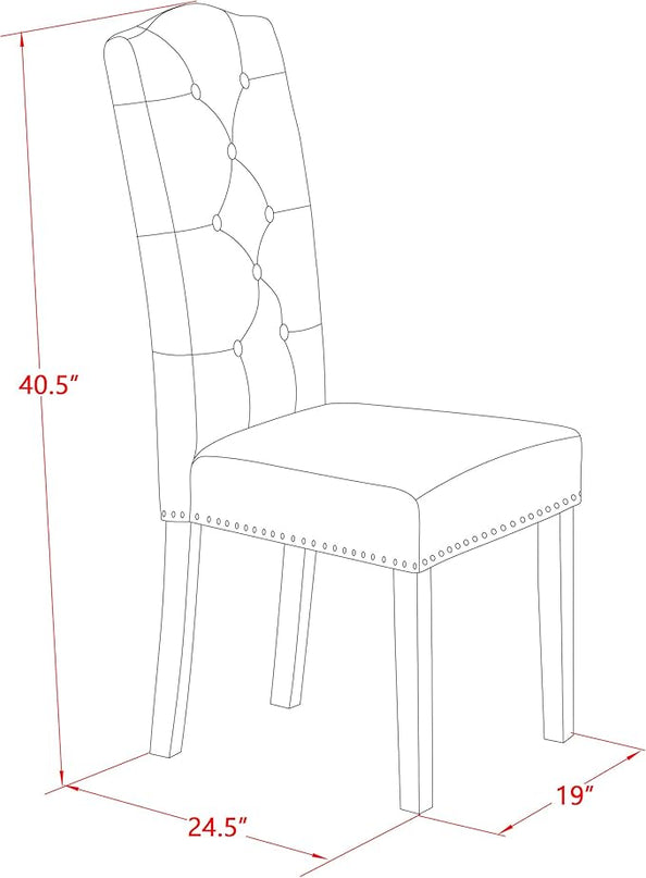 East West Furniture HBEL3-MAH-16 Hartland 3 Piece Room Furniture Set Contains a Round Dining Table with Pedestal and 2 Dark Khaki Linen Fabric Upholstered Chairs, 42x42 Inch - LeafyLoom