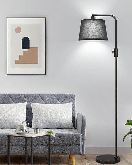 【Upgraded】 Dimmable Floor Lamp, 1000 Lumens LED Edison Bulb Included, Arc Floor Lamps for Living Room Modern Standing Lamp with Black Shade, Tall Lamps for Living Room Bedroom Office Dining Room - LeafyLoom