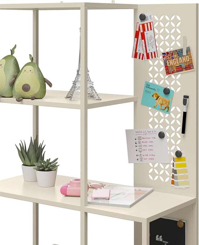 Mr. Kate Annie Metal Bookcase, Parchment - LeafyLoom