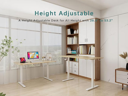 Whole Piece DeskTop Manual Standing Desk Adjustable Height- Crank Stand Up Desk, Sit Stand Desk with Frame Computer Desk - LeafyLoom