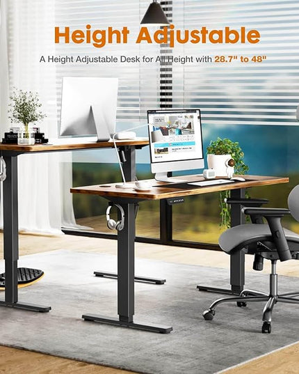NicBex Home Office Desk 55" x 23" Electric Height Adjustable Standing Desk Computer Desk Office Desk, Sit to Stand Ergonomic Computer Desk Adjustable Desk, Brown - LeafyLoom