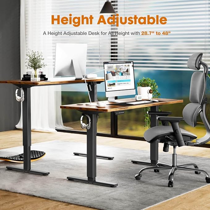 NicBex Home Office Desk 55" x 23" Electric Height Adjustable Standing Desk Computer Desk Office Desk, Sit to Stand Ergonomic Computer Desk Adjustable Desk, Brown - LeafyLoom