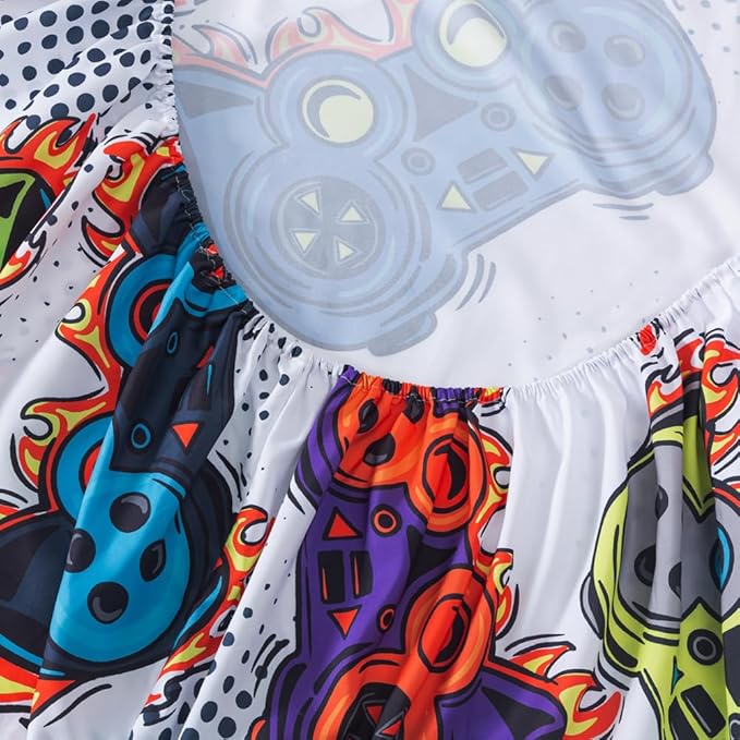 ADASMILE A & S Gamer Comforter Sets for Boys Teens 6 Pieces Gaming Bedding Set Full Size Colorful Video Game Gaming Comforter for Kids Gamer Bed in A Bag Comforter with Gamer Sheets Home Decor - LeafyLoom