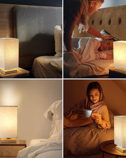 Table Lamp for Bedroom - Small Beside Touch Lamps for Night Stands Home Office - Minimalist Design Warm Light Mini Boho Lamp - Fits in Kids,Living,Nursey Room,College Dorm - Awesome Gift Choice - LeafyLoom