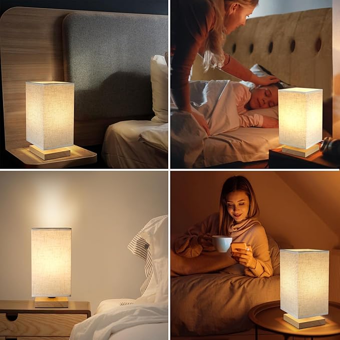 Table Lamp for Bedroom - Small Beside Touch Lamps for Night Stands Home Office - Minimalist Design Warm Light Mini Boho Lamp - Fits in Kids,Living,Nursey Room,College Dorm - Awesome Gift Choice - LeafyLoom