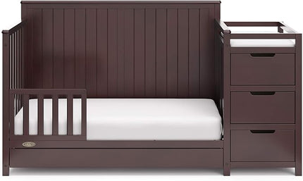 Graco Hadley 5-in-1 Convertible Crib and Changer with Drawer (Espresso) – GREENGUARD Gold Certified, Crib and Changing Table Combo with Drawer, Includes Baby Changing Pad, Converts to Full-Size Bed - LeafyLoom