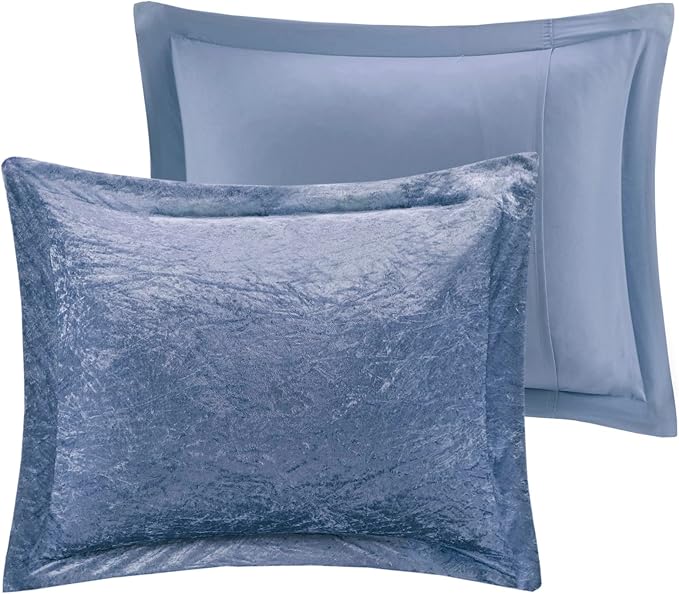 Intelligent Design Queen Comforter Set, Velvet Comforter Set , Luxury Diamond Quilting Comforter Set, Fluffy Comforter Bed Set with Decorative Pillowand 2 Shams, 4 Piece Blue, Full/Queen - LeafyLoom