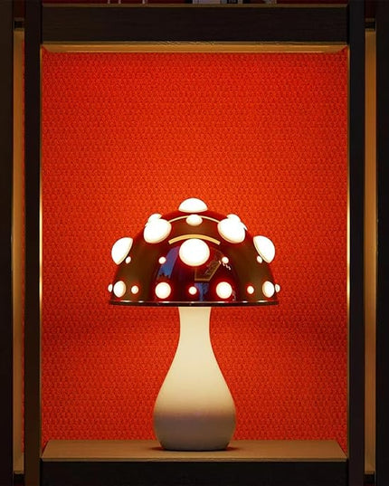 Juodke Mushroom lamp, LED 3 Colors Dimmable Mushroom Cloud Decor Lamp, Aesthetic Room Decor Ambient Glowshroom Lamp, for Bedroom, Living Room, Office (Bulb Included) (Red) - LeafyLoom