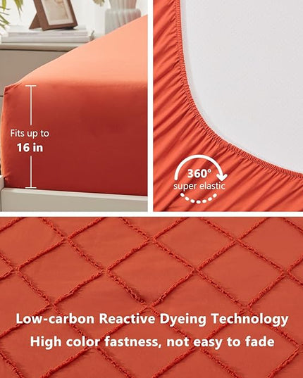 Burnt Orange Boho Comforter Set -5 Pieces - LeafyLoom