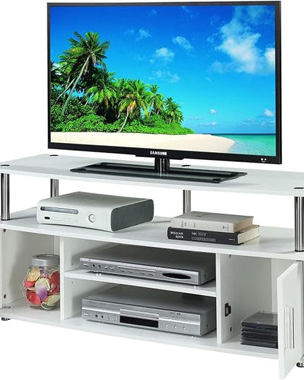 Convenience Concepts Designs2Go Monterey TV Stand with Cabinets and Shelves Home_Furniture_and_Decor, 47.25"L x 15.75"W x 21.25"H, White - LeafyLoom
