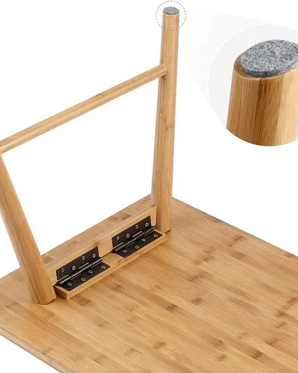 Nnewvante Coffee Table Foldable Bamboo Mid Century Desk TV Stand with Open Storage Shelf Center Table for Living Room Furniture RV No Assembly - LeafyLoom