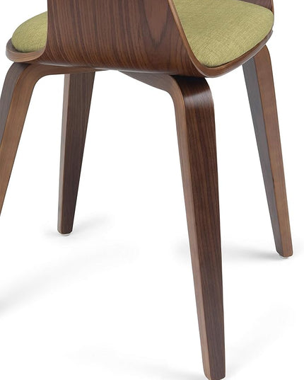 SIMPLIHOME Lowell 17 Inch Mid Century Modern Bentwood Dining Chair in Acid Green Linen Look Fabric, For the Dining Room - LeafyLoom