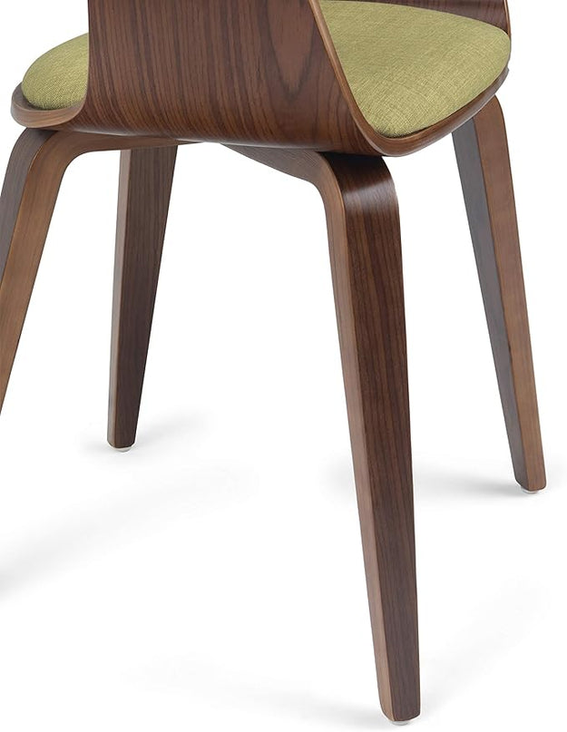 SIMPLIHOME Lowell 17 Inch Mid Century Modern Bentwood Dining Chair in Acid Green Linen Look Fabric, For the Dining Room - LeafyLoom