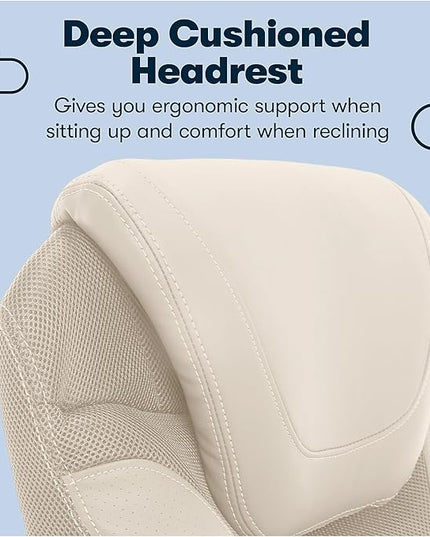 Serta Bryce Executive Office Chair, Ergonomic Computer DeskChair with Patented AIR Lumbar Technology, Comfortable Layered Body Pillows for Cushioning, SertaQuality Foam, Bonded Leather, Cream White - LeafyLoom