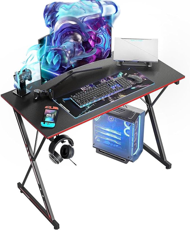 CubiCubi Gaming Desk 32 Inch PC Computer Desk, Home Office Desk Table Gamer Workstation, Simple Game Table, Black - LeafyLoom