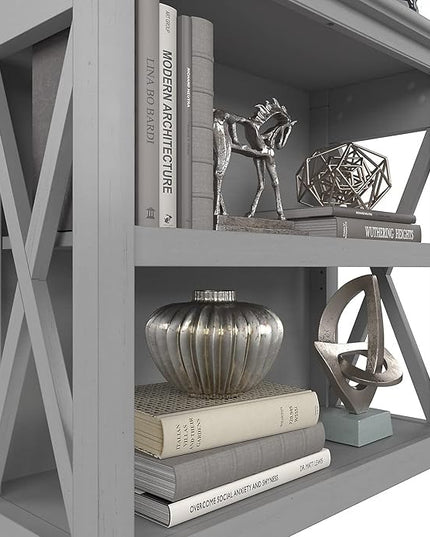 Bush Furniture Key West Small 2 Shelf Bookcase in Cape Cod Gray - LeafyLoom