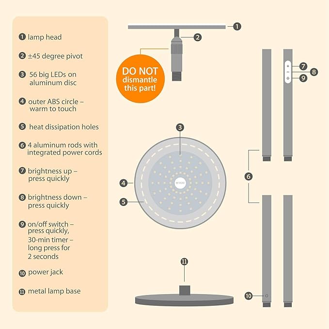 TROND Floor Lamp, 5000LM Super Bright Sky LED Modern Torchiere Standing Lamp, 3000K Warm White with 5-Level Dimmable, 71 in Tall Pole Light, 30-Minute Timer, Modular Rod, Wall Switch Compatible - LeafyLoom