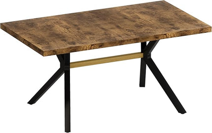 NicBex 78.74Inch Rectangular Stretch Dining Table,Modern Kitchen Table with Wooden Tabletop and Black Fine Sanded Iron Leg for 6 to 8,Large Dining Room Table for Kitchen,Dining Living Room,Brown - LeafyLoom