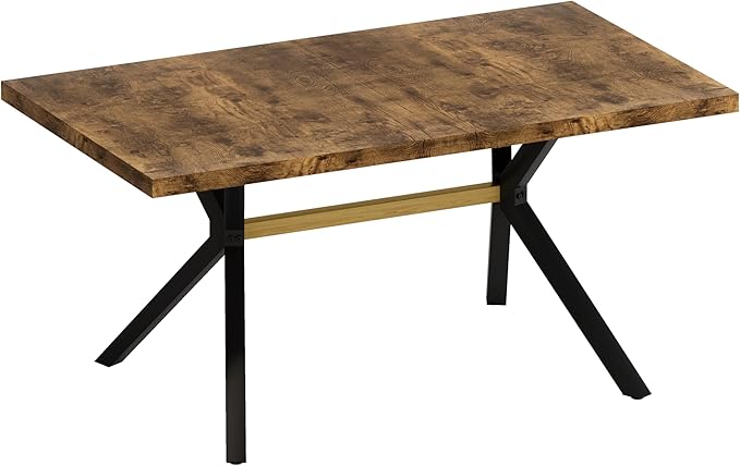 NicBex 78.74Inch Rectangular Stretch Dining Table,Modern Kitchen Table with Wooden Tabletop and Black Fine Sanded Iron Leg for 6 to 8,Large Dining Room Table for Kitchen,Dining Living Room,Brown - LeafyLoom
