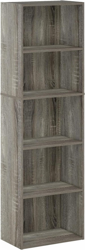 Furinno Luder Bookcase / Bookshelf / Storage Shelves, 5-Tier, French Oak - LeafyLoom