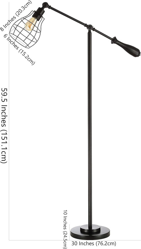 Safavieh FLL4061A Lighting Brice Industrial Black 60-inch (LED Bulb Included) Floor Lamp - LeafyLoom