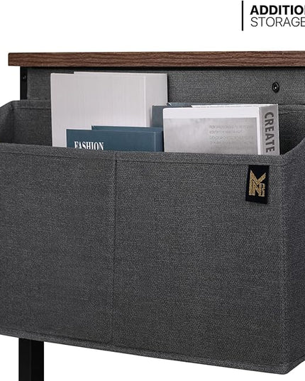 MoNiBloom 47 Inches Computer Desk with Storage Bag, Study Work Writing Table w/Metal Frame for Home Office, Walnut Color - LeafyLoom