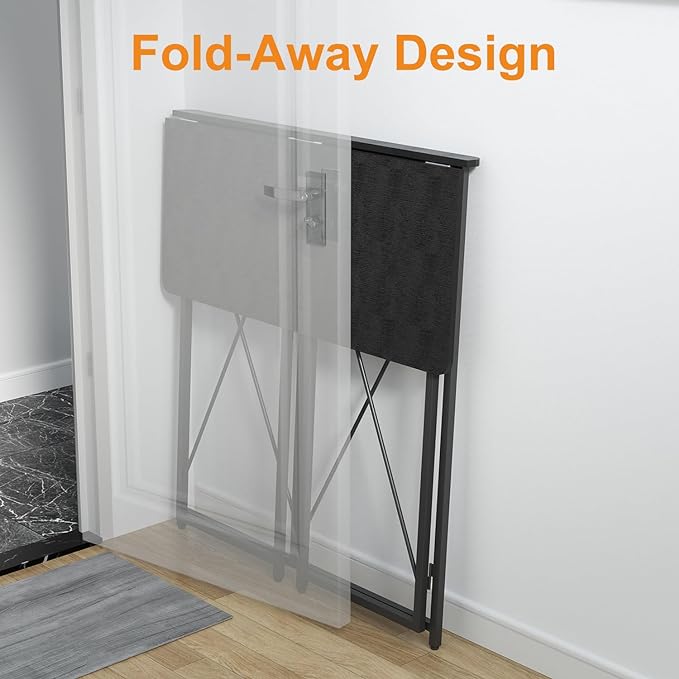 39.37" Folding Standing Desk, Small Laptop Stand Up Desk for Sitting or Standing, No Assembly Needed Folding Desk, Portable Standing Desk, Tall Foldable Desk for Home, Office, Small Spaces (Black) - LeafyLoom