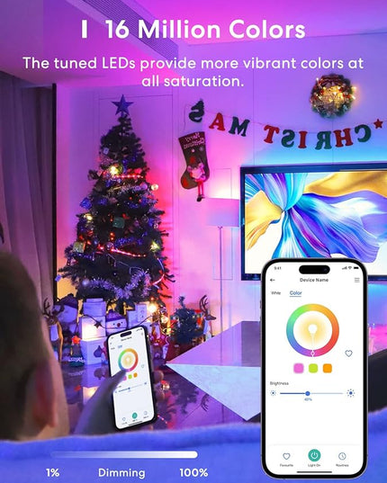 meross Smart RGBWW WiFi LED Bulbs, Apple HomeKit Compatible, 60W Equivalent, 900 Lumens, Multicolor, 4 Pack meross