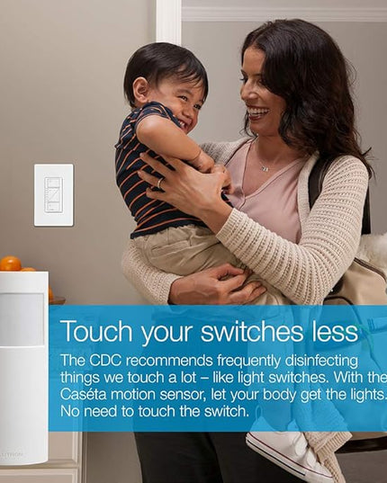 Lutron PD-OSENS-WH Caseta Smart Lighting Auto On and Off Motion Sensor, for Dimmers, Switches, and Fans Controls, No Wires Required, White Lutron