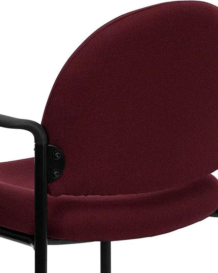 Flash Furniture Tiffany Comfort Burgundy Fabric Stackable Steel Side Reception Chair with Arms - LeafyLoom