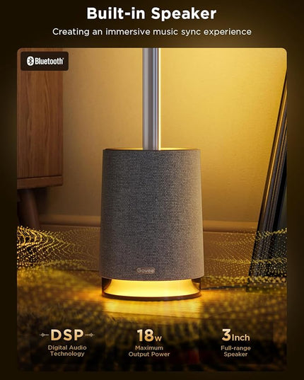Govee Floor Lamp Pro, RGBIC LED Lamp with Bluetooth Speaker and White Noise, 2100 Lumens Standing Lamp, Works with Alexa, 16 Million Colors, Music Sync, Floor Lamp for Bedroom, Living Room, Gray - LeafyLoom