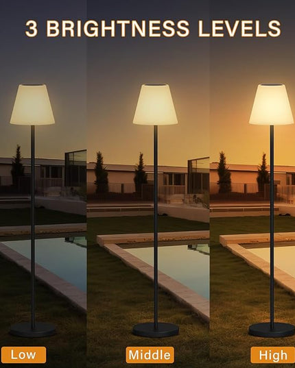 Solar Floor Lamp Indoor&Outdoor Lamps for Patio, IP44 Waterproof USB Rechargeable Indoor Cordless Floor Lamp with Light Sensor, Dimmable Warm White+RGB LED Outdoor Floor Lamp for Lawn Yard Garden - LeafyLoom