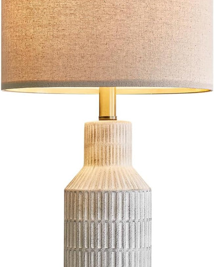 25" Modern Ceramic Lamps Single Table Lamp for Living Room Bedroom Farmhouse Nightstand Bedside Lamps - LeafyLoom