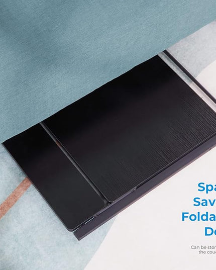 GreenForest Folding Desk No Assembly Required Small Size, 2-Tier Foldable Computer Desk with Shelf for Home Office, Space Saving Portable Laptop Study Foldable Table for Small Spaces, Black - LeafyLoom