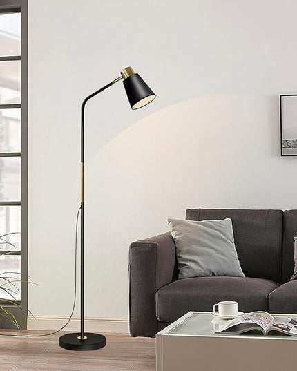 Floor Lamp, Industrial Floor Lamp Height Adjustable 360°Rotation Lampshade Modern Standing Lamp, Floor Lamps for Living Room, Office, Bedroom Reading, Work etc (Black) - LeafyLoom
