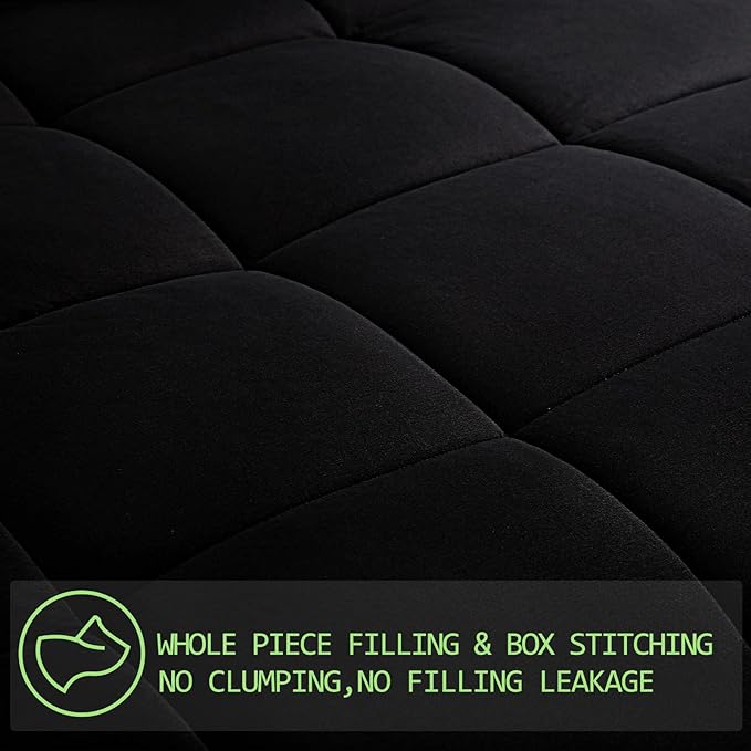 AMGUI King Comforter Set 3 Pieces - Goose Down Alternative with 2 Pillow Shams - Extra Thick - Soft and Comfortable - Machine Washable (King,Black) - LeafyLoom