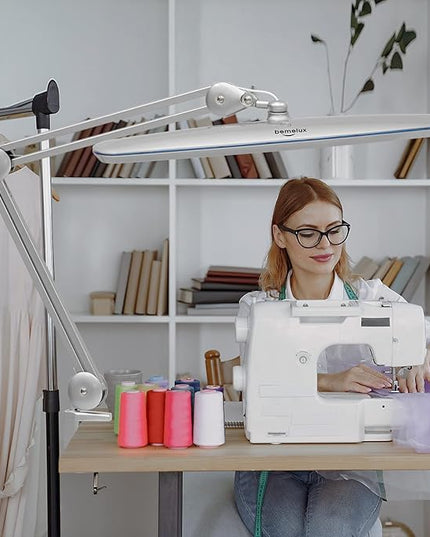 Task Lamp with Clamp, Bright 117PCS LEDs, Metal Swing Arm 24W 2200 Lumen Dimmable Led Desk Lamp for Architect Home Office Study Reading Dorm Workbench Craft, 23 Inch Lamp Head Work Lamp - LeafyLoom
