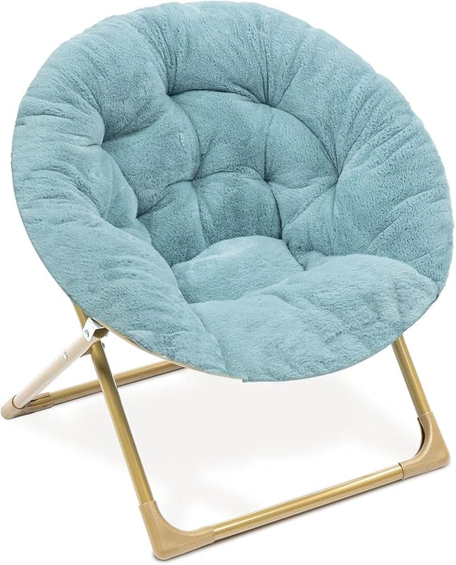 Milliard Mini Cozy Chair for Kids, Sensory Faux Fur Folding Saucer Chair for Toddlers, Blue - LeafyLoom