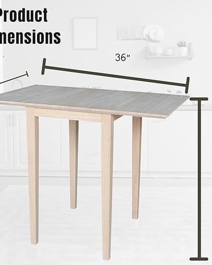 International Concepts Small Drop-leaf Table, Unfinished - LeafyLoom