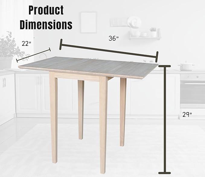 International Concepts Small Drop-leaf Table, Unfinished - LeafyLoom